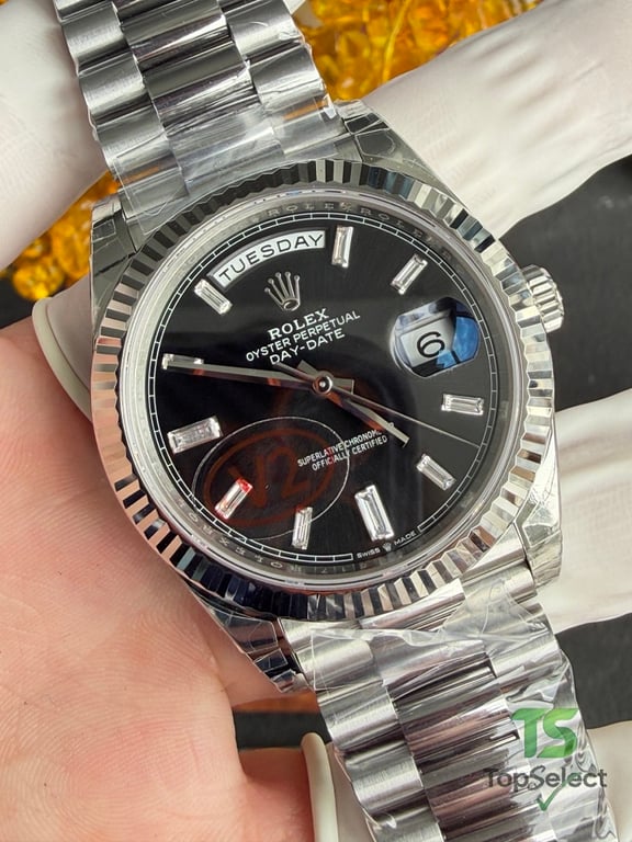 Rolex Day-Date 40 Black Dial Baguette Markers - 2