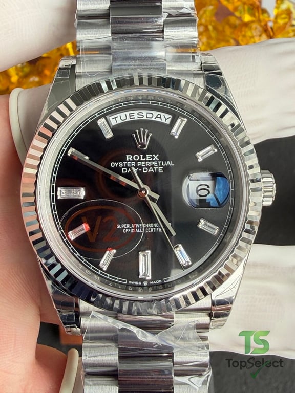Rolex Day-Date 40 Black Dial Baguette Markers - 15