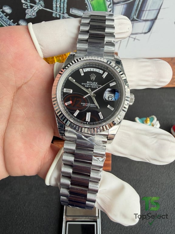 Rolex Day-Date 40 Black Dial Baguette Markers - 16