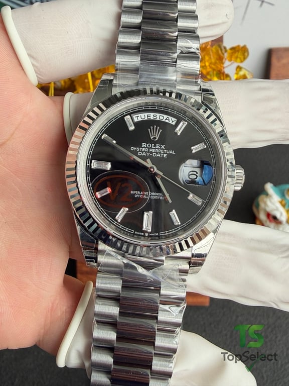 Rolex Day-Date 40 Black Dial Baguette Markers - 5