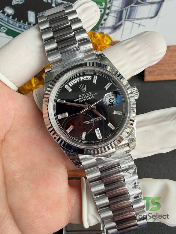 Rolex Day-Date 40 Black Dial Baguette Markers - 9
