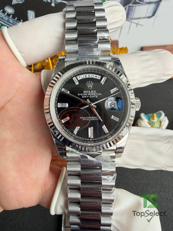 Rolex Day-Date 40 Black Dial Baguette Markers - 10