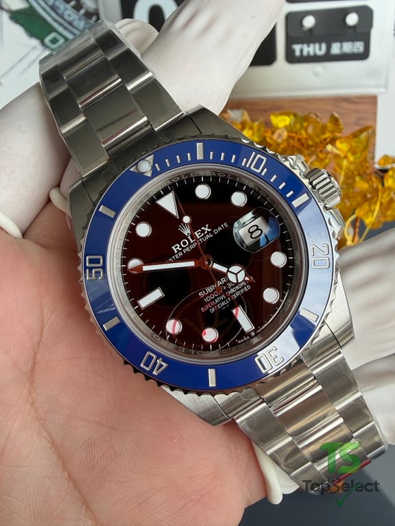 Rolex Submarine Date Blue Bezel Black Dial - 7