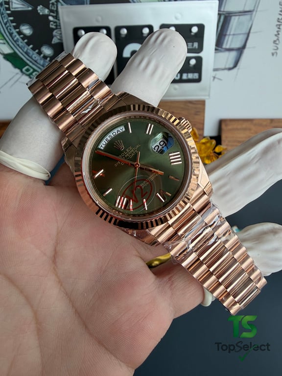Rolex Day-Date Rose Gold Olive Green - 18