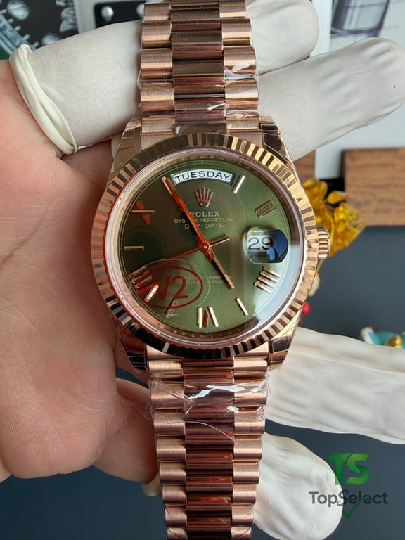 Rolex Day-Date Rose Gold Olive Green - 7