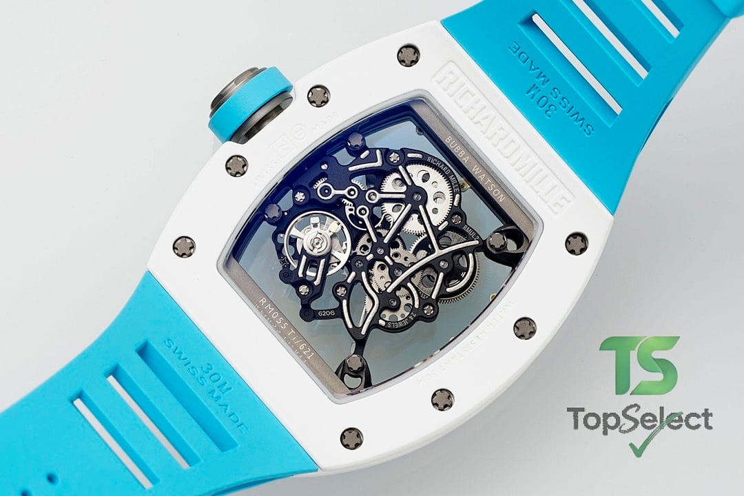 Richard Mille RM055 White Ceramic Blue Strap - 6
