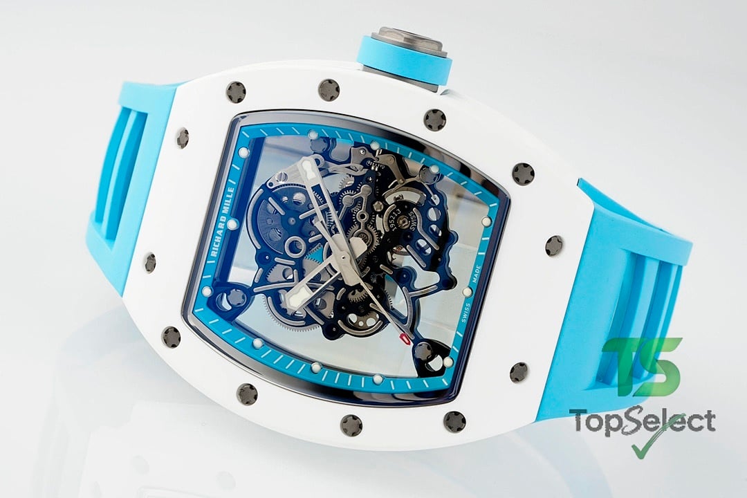 Richard Mille RM055 White Ceramic Blue Strap - 8