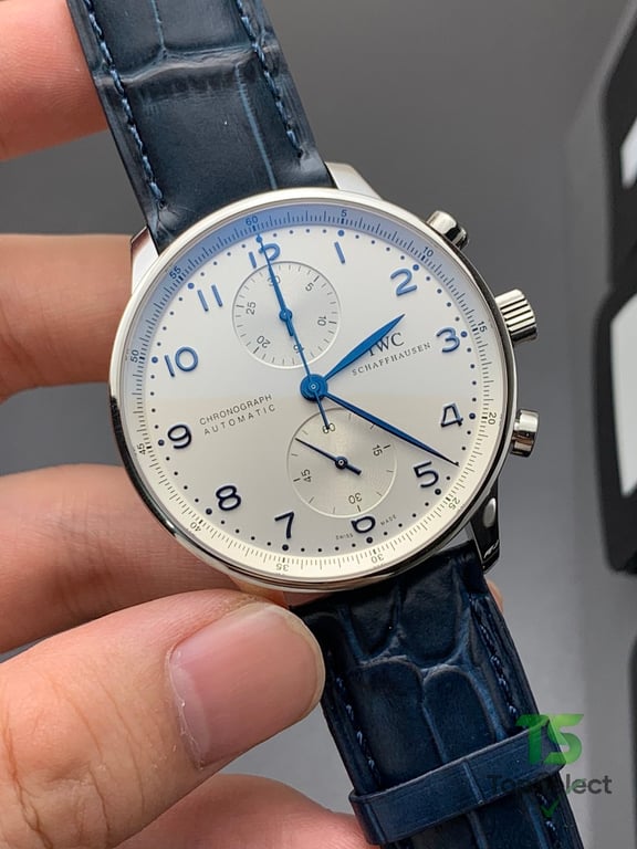 IWC Portugieser Chronograph White Dial Blue Hands - 6