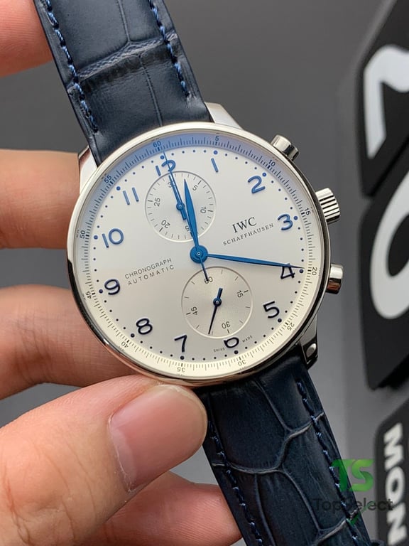 IWC Portugieser Chronograph White Dial Blue Hands - 6