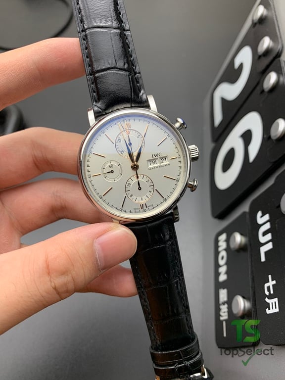 IWC Portofino Chronograph White Dial Black Leather - 2