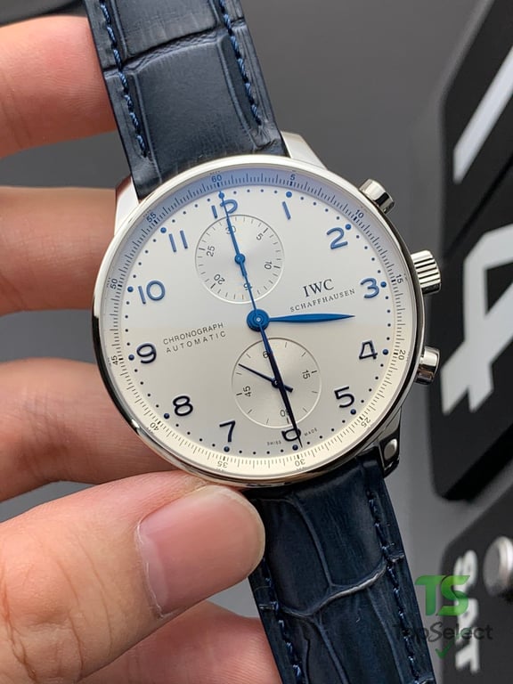 IWC Portugieser Chronograph White Dial Blue Hands - 3