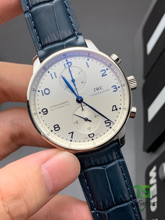 IWC Portugieser Chronograph White Dial Blue Hands - 3