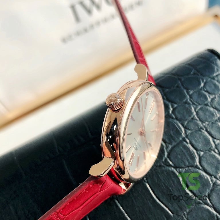 IWC Portofino Automatic 34 Diamond Silver Dial Red Strap - 9