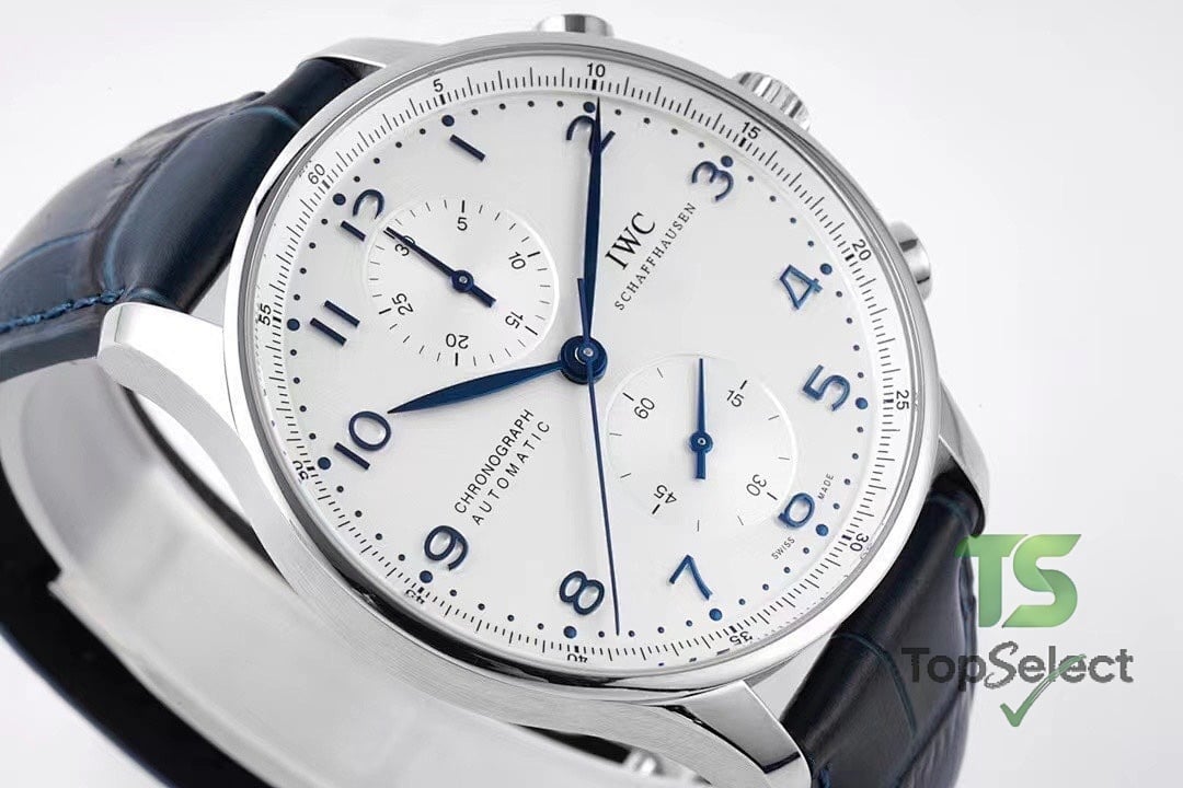 IWC Portugieser Chronograph White Dial Blue Strap - 5
