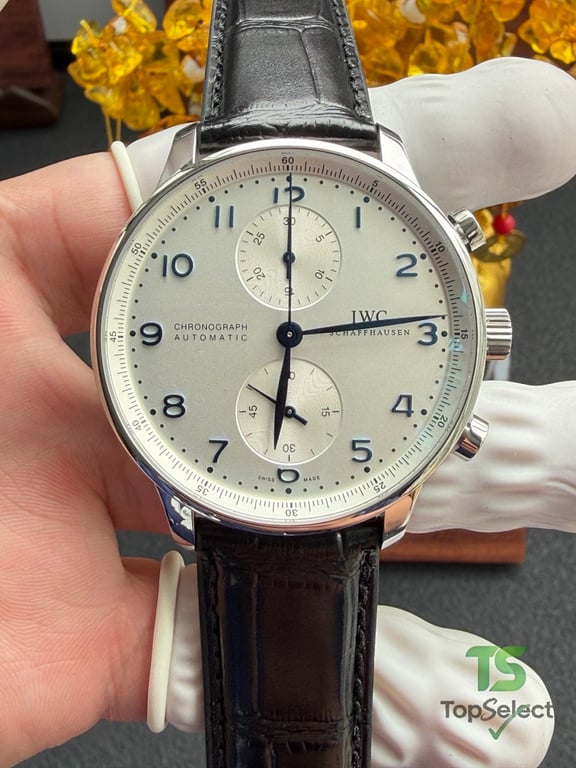 IWC Portugieser Chronograph Silver Dial Blue Numerals - 2