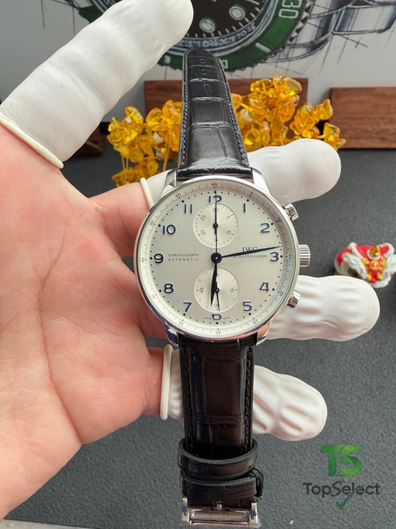 IWC Portugieser Chronograph Silver Dial Blue Numerals - 15
