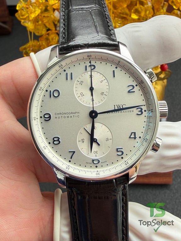 IWC Portugieser Chronograph Silver Dial Blue Numerals - 17