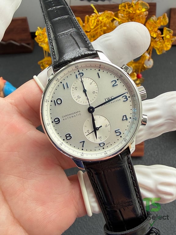 IWC Portugieser Chronograph Silver Dial Blue Numerals - 4