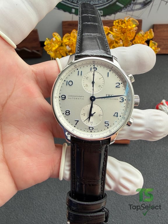 IWC Portugieser Chronograph Silver Dial Blue Numerals - 5