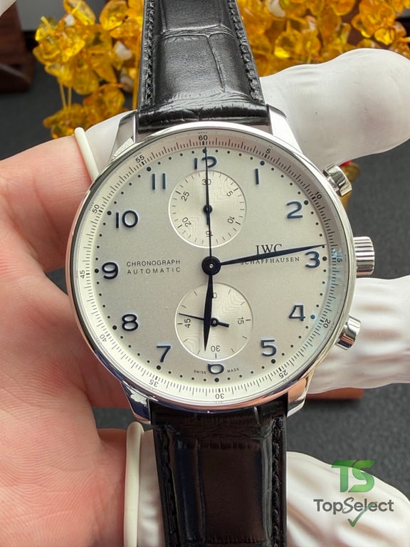 IWC Portugieser Chronograph Silver Dial Blue Numerals - 6