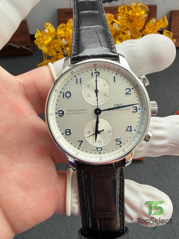 IWC Portugieser Chronograph Silver Dial Blue Numerals - 7