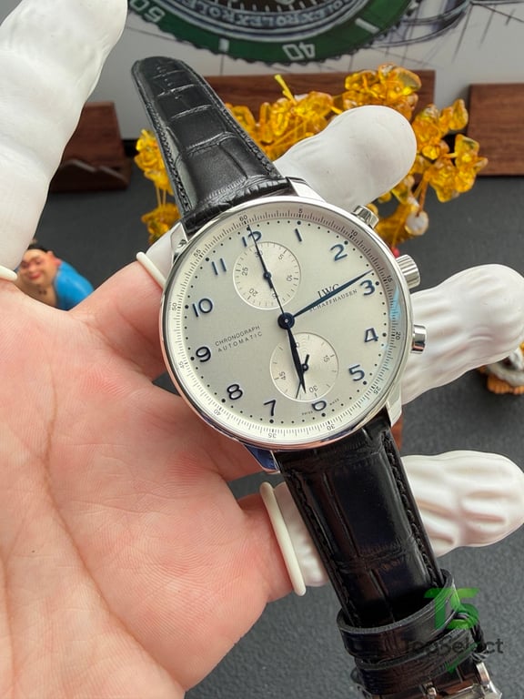 IWC Portugieser Chronograph Silver Dial Blue Numerals - 10