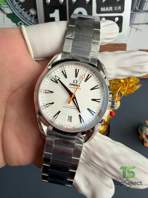 Omega Seamaster Aqua Terra White Dial Orange Hand - 13