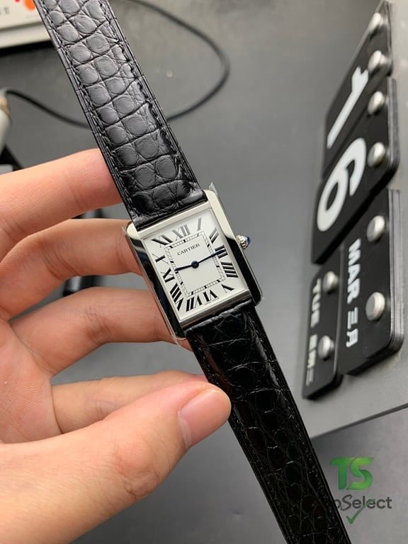 Cartier Tank Solo Steel Black Leather Watch - 3