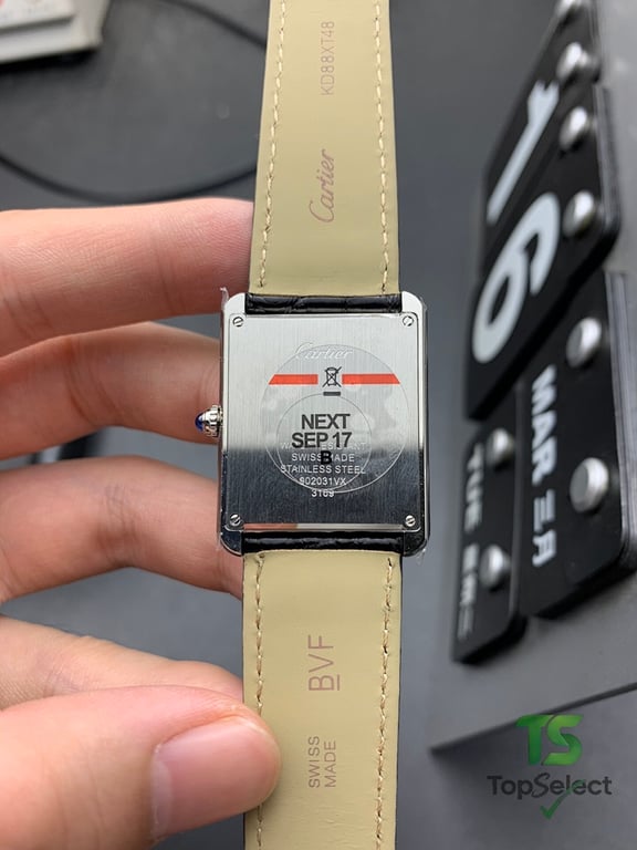 Cartier Tank Solo Steel Black Leather Watch - 4