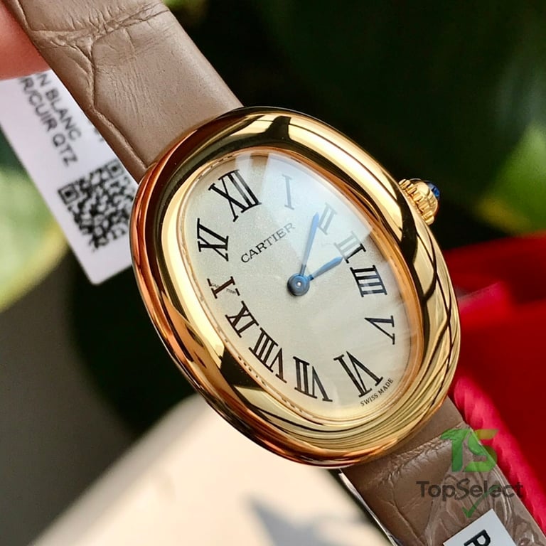 Cartier Baignoire Gold Watch with Leather Strap - 2