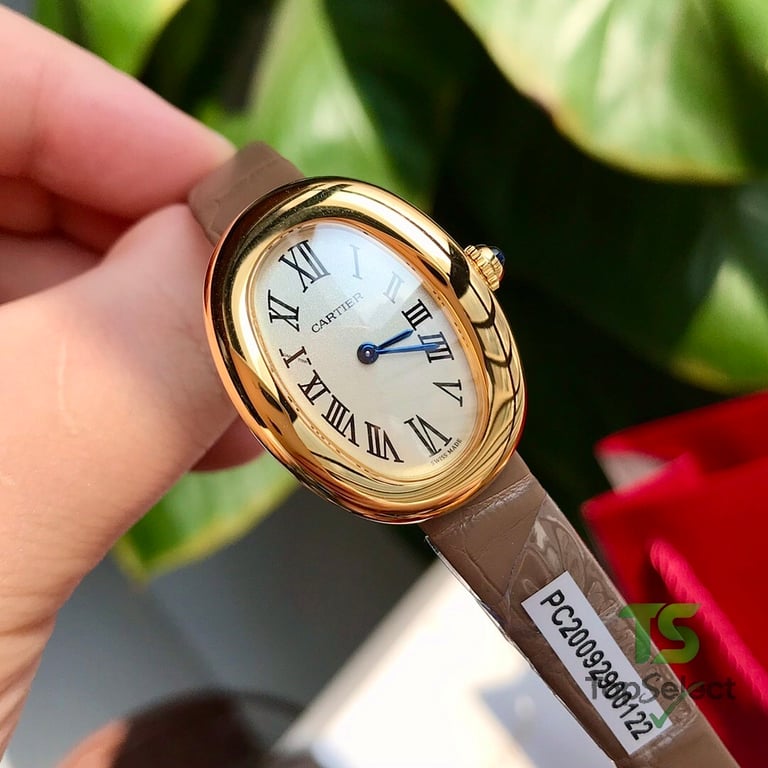 Cartier Baignoire Gold Watch with Leather Strap - 4
