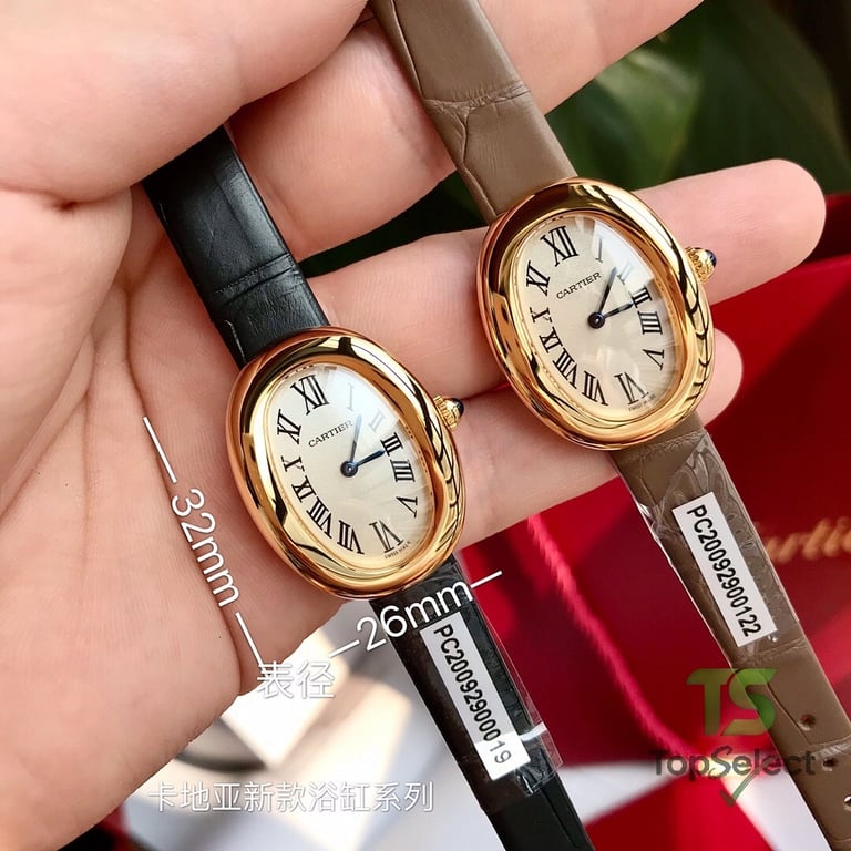 Cartier Baignoire Gold Watch with Leather Strap - 6