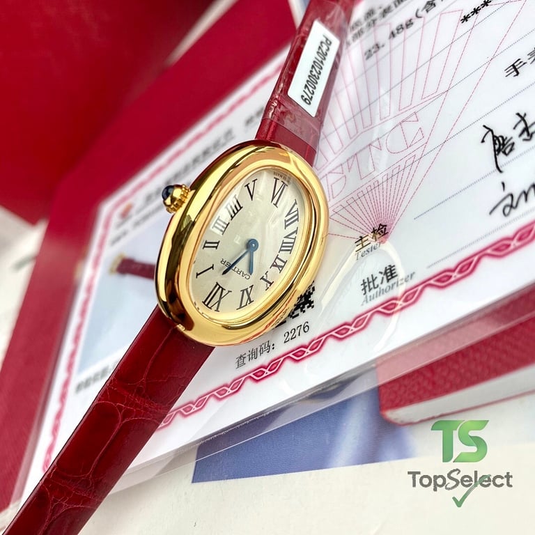 Cartier Baignoire Small Model Gold Red Leather - 3