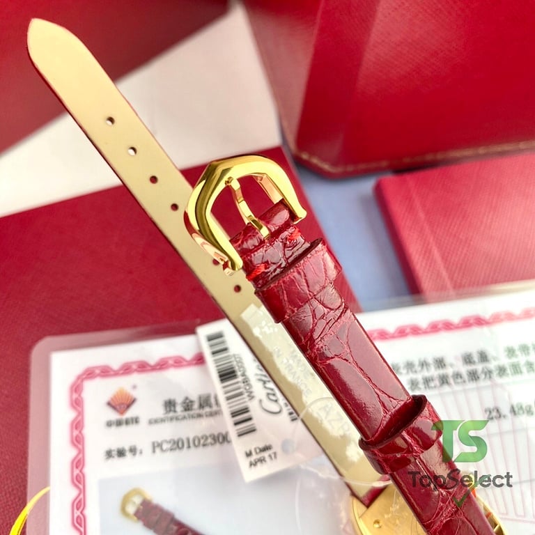 Cartier Baignoire Small Model Gold Red Leather - 4