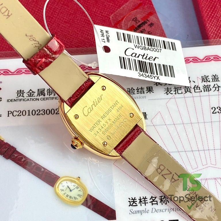 Cartier Baignoire Small Model Gold Red Leather - 6