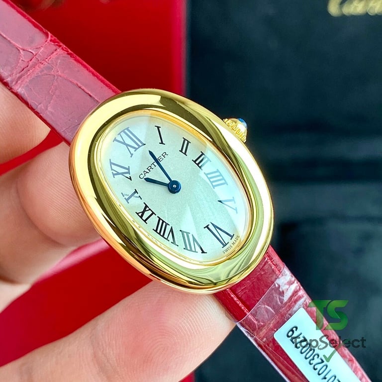 Cartier Baignoire Small Model Gold Red Leather - 9