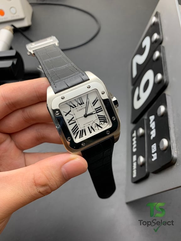 Cartier Santos 100 Automatic White Dial - 2