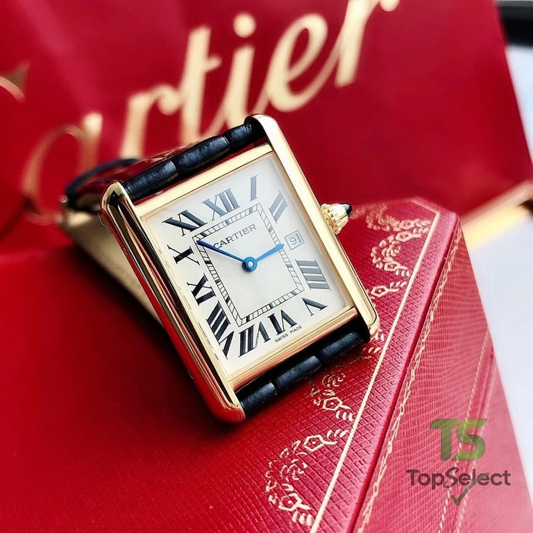 Cartier Tank Louis Cartier Gold Black Leather - 5
