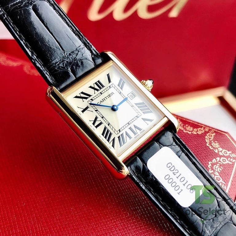 Cartier Tank Louis Cartier Gold Black Leather - 6
