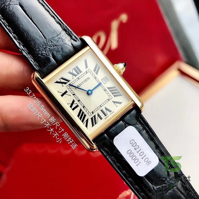 Cartier Tank Louis Cartier Gold Black Leather - 8