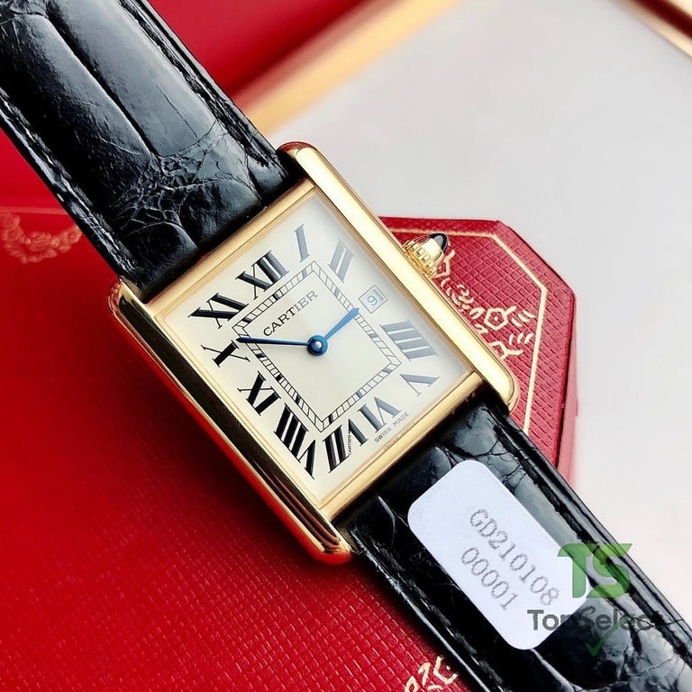 Cartier Tank Louis Cartier Gold Black Leather - 9