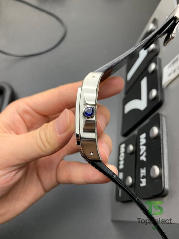 Cartier Santos 100 Silver Black Leather - 5