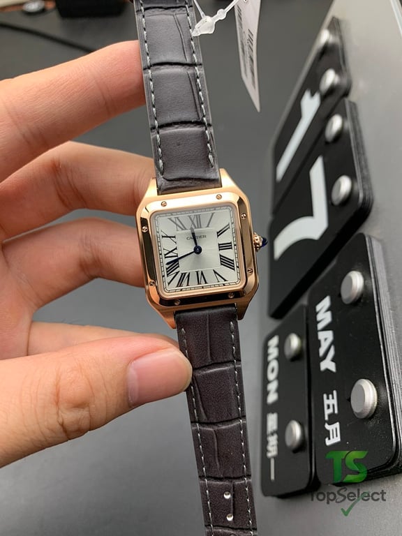 Cartier Santos-Dumont Rose Gold Grey Leather - 3