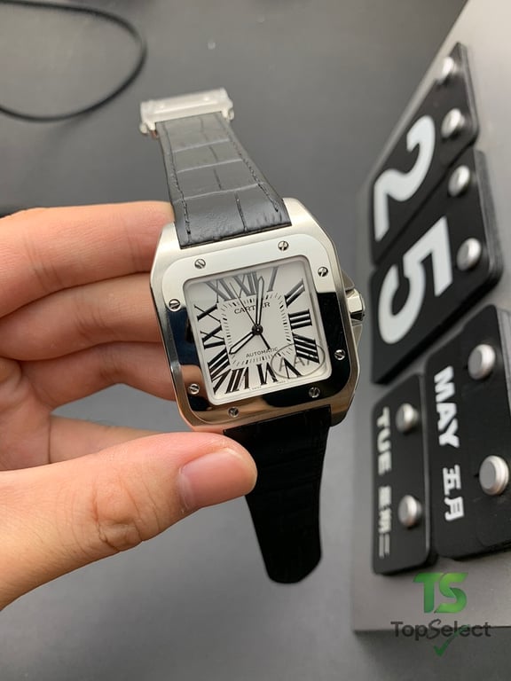 Cartier Santos 100 Automatic Black Leather - 2