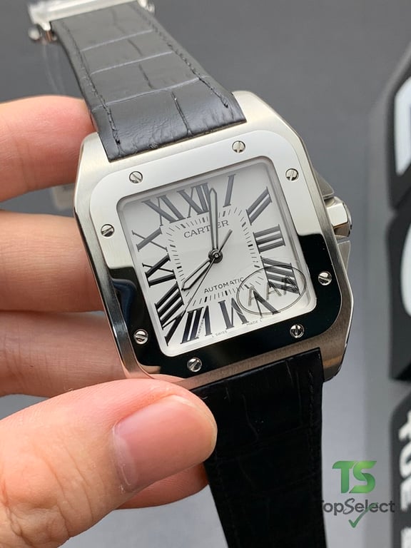 Cartier Santos 100 Automatic Black Leather - 4