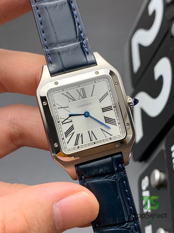 Cartier Santos-Dumont Silver Dial Blue Strap - 6