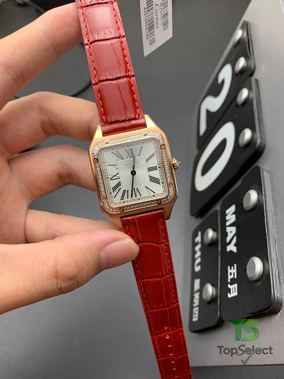 Cartier Santos-Dumont Rose Gold Red Leather - 2