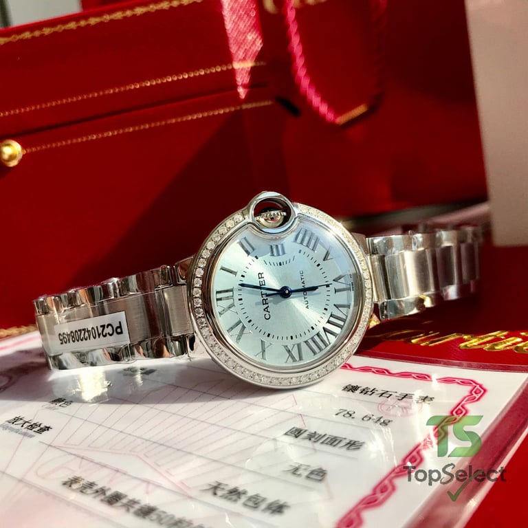 Cartier Ballon Bleu 33mm Ice Blue Diamond Bezel - 6