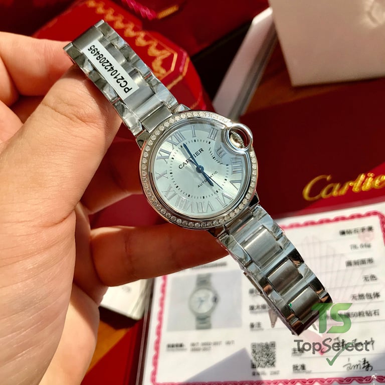 Cartier Ballon Bleu 33mm Ice Blue Diamond Bezel - 9