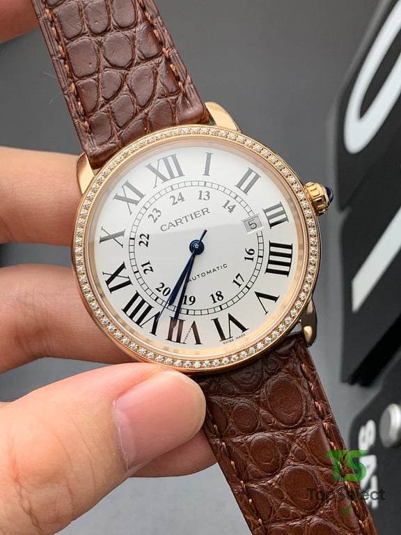 Cartier Ronde Louis Cartier Rose Gold Diamond Watch - 6